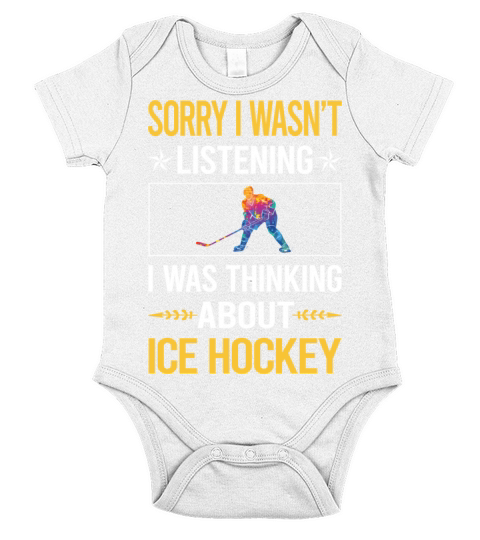 Sorry I Was Not Listening Ice Hockey Short Sleeve Baby One-Piece