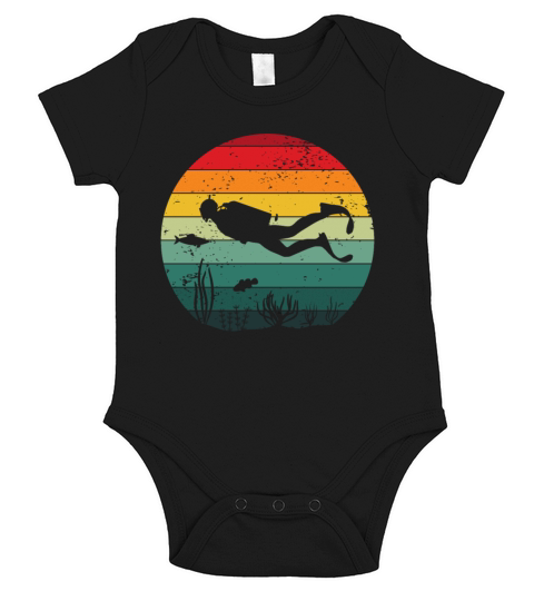 Vintage Diver Diving Dive Underwater Nature Reef Short Sleeve Baby One-Piece