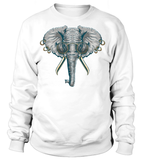 Vintage Elephant With Pierced Ears Spectacles Sweatshirt Unisex