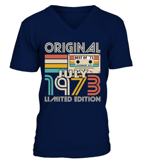 50th birthday july 1973 original 1973 V-Neck T-shirt