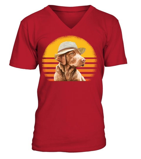 Chesapeake Bay Retriever Dog Retro Vintage V-Neck T-shirt