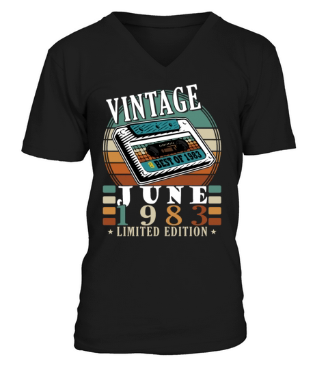 June 1983 vintage birthday gift 40 years V-Neck T-shirt