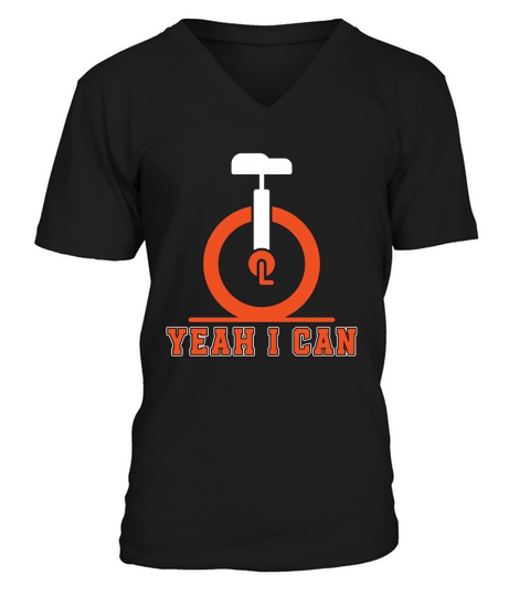 Unicycle Yeah I Can Cycling One Wheel Unicyclist V-Neck T-shirt