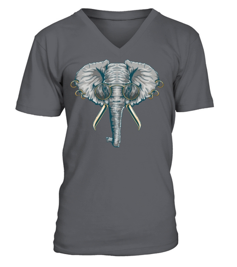 Vintage Elephant With Pierced Ears Spectacles V-Neck T-shirt