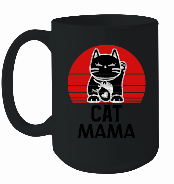 Distressed Cat Mama Vintage Eighties Style Tee Ceramic Mug