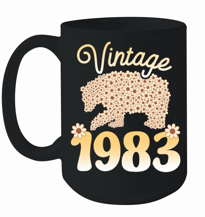 Groovy 40 Years Woman Bear 1983 40th Birthday Ceramic Mug