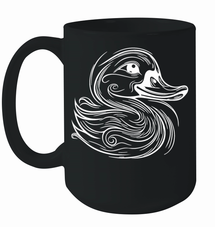 Vintage Tattoo Lines Duck With Big Beak Ceramic Mug