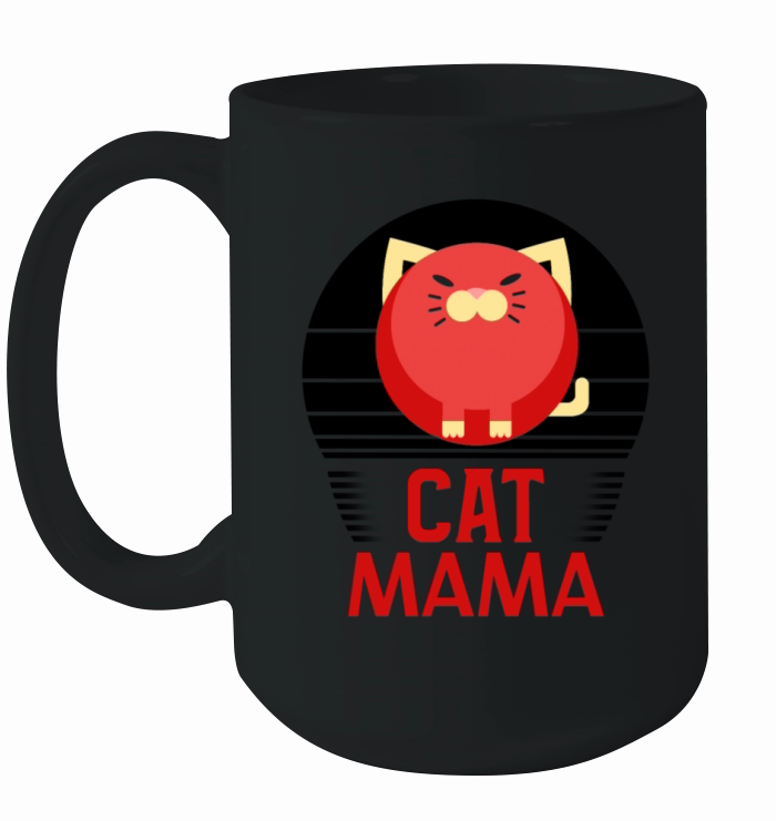 Womens Vintage Cat Mom Shirt 80s Style Cat Lady Ceramic Mug
