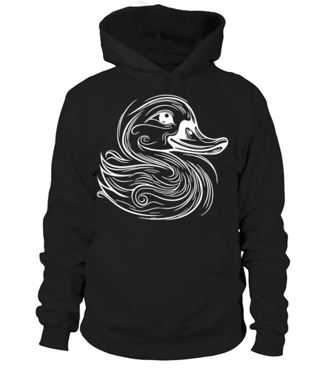 Vintage Tattoo Lines Duck With Big Beak Hoodie Unisex