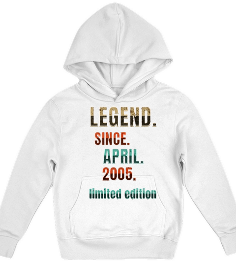 18 Year Old Legend Since April 2005 18th Birthday Kids Hoodie