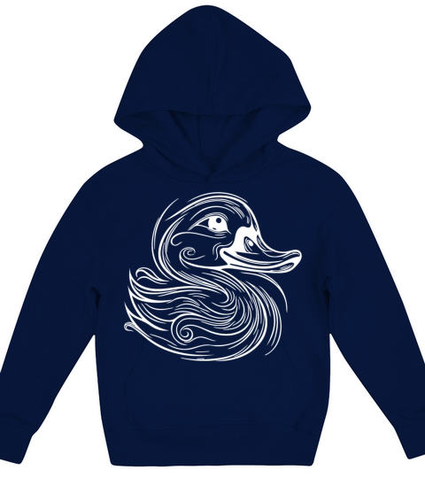 Vintage Tattoo Lines Duck With Big Beak Kids Hoodie