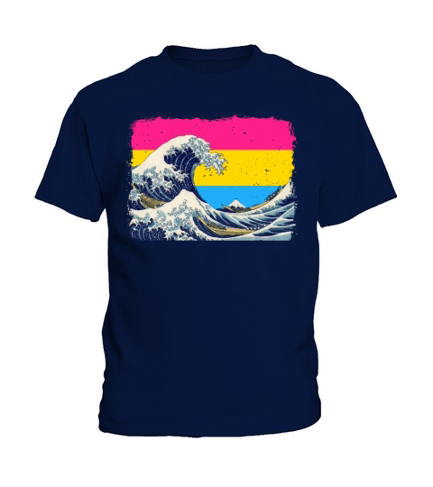 Pansexual Pride Pan Flag Great Wave off Kanagawa Kids T-Shirt