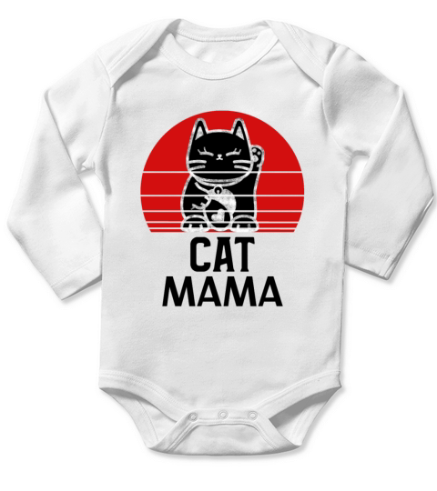 Distressed Cat Mama Vintage Eighties Style Tee Long Sleeve Baby One-Piece