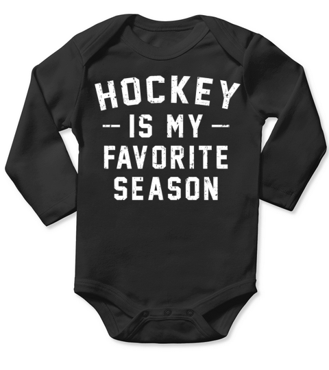 Hockey Is My Favorite Season Vintage Distressed Long Sleeve Baby One-Piece
