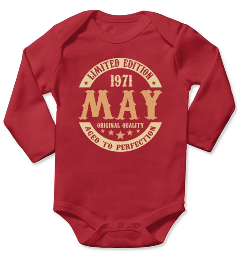 May 1971 Vintage Birthday Present Long Sleeve Baby One-Piece