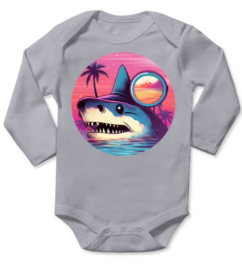 Retro Vintage Shark Lovers Style Long Sleeve Baby One-Piece