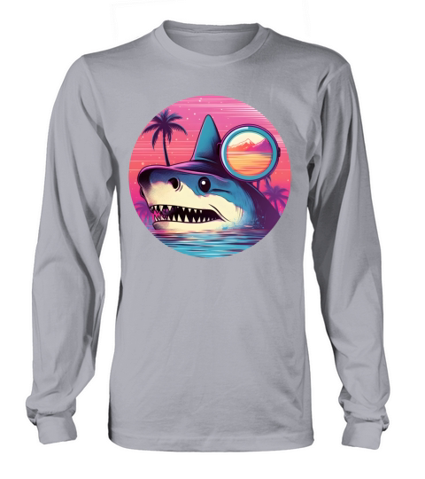 Retro Vintage Shark Lovers Style Long sleeved Unisex