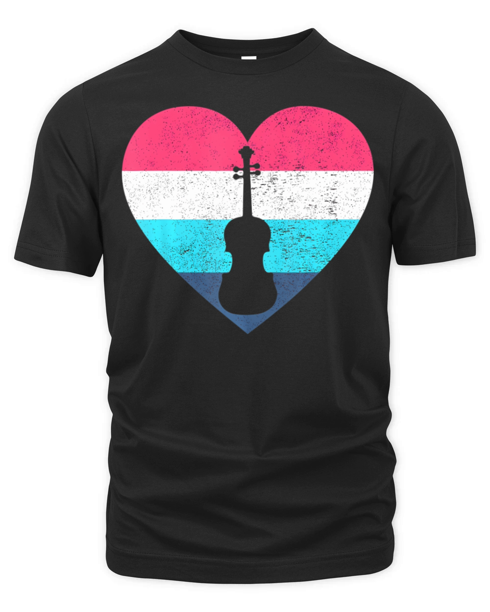 I love Fiddle Violin Heart Distressed Print Organic Unisex T-shirt
