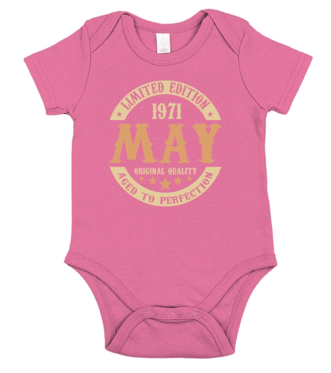May 1971 Vintage Birthday Present Short Sleeve Baby One-Piece