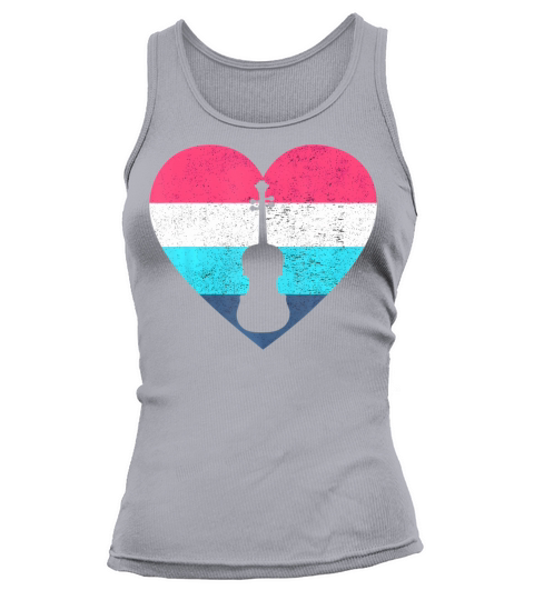 I love Fiddle Violin Heart Distressed Print Tank top Woman