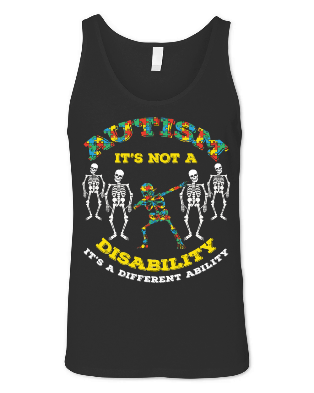 Different Ability Puzzle Colorful Autism Awareness Unisex Jersey Tank