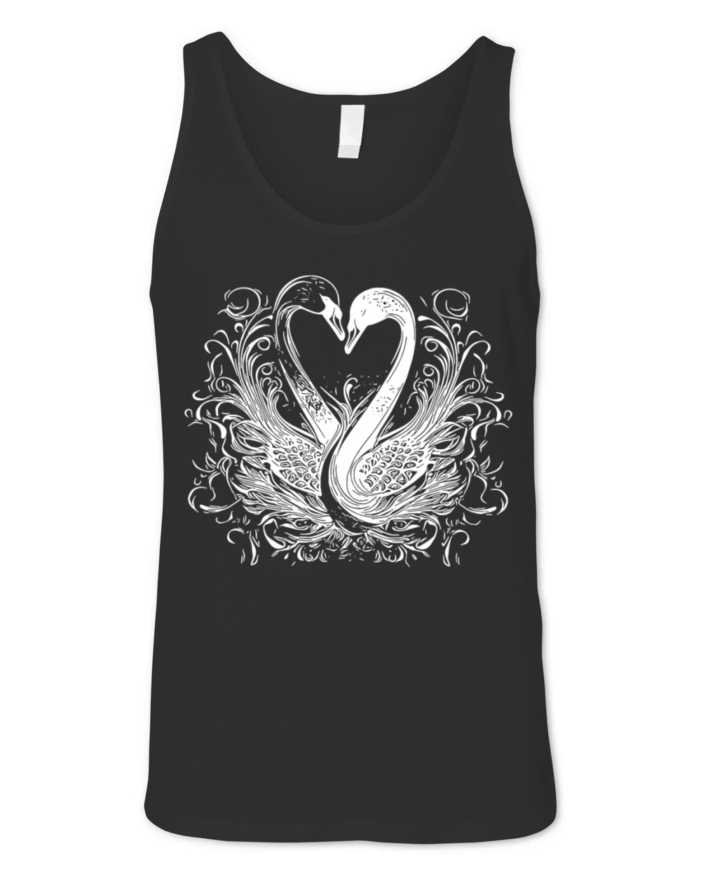 Elegant Loving Swans In Heart Shape Unisex Jersey Tank