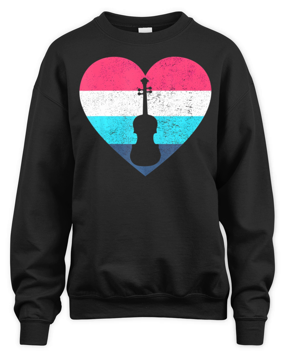 I love Fiddle Violin Heart Distressed Print Unisex Premium Crewneck Sweatshirt