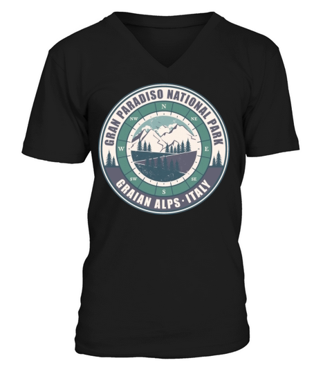 Gran Paradiso National Park Italy Vintage Hiking V-Neck T-shirt