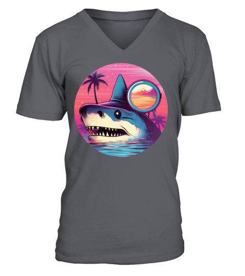 Retro Vintage Shark Lovers Style V-Neck T-shirt