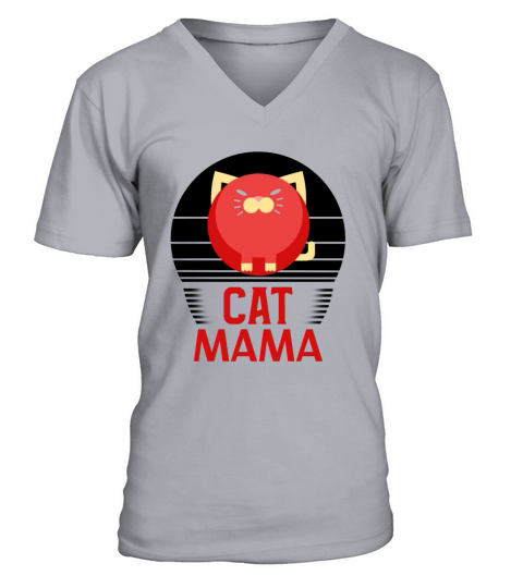 Womens Vintage Cat Mom Shirt 80s Style Cat Lady V-Neck T-shirt
