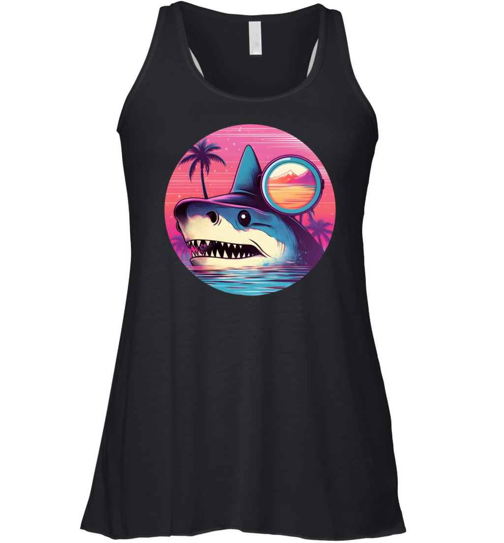Retro Vintage Shark Lovers Style Women's Flowy Tank Top