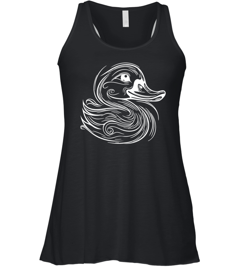Vintage Tattoo Lines Duck With Big Beak Women's Flowy Tank Top