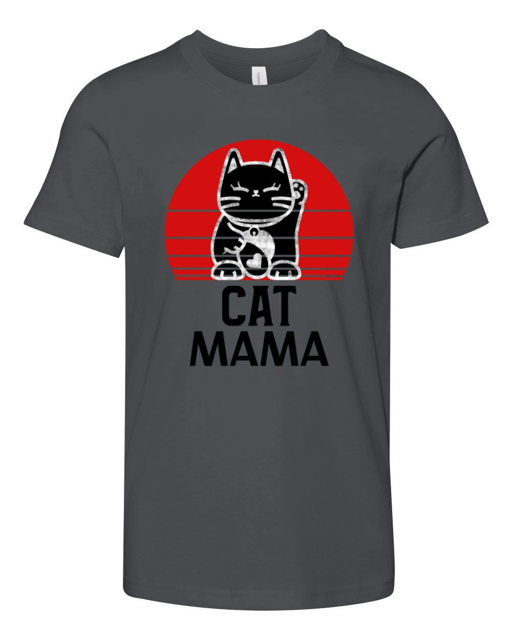 Distressed Cat Mama Vintage Eighties Style Tee Youth Unisex Jersey Tee