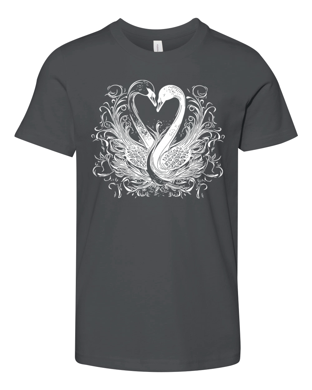 Elegant Loving Swans In Heart Shape Youth Unisex Jersey Tee
