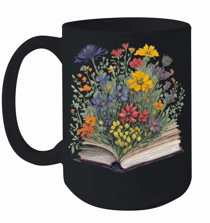 Flowers Coming Out of Book Ceramic Mug
