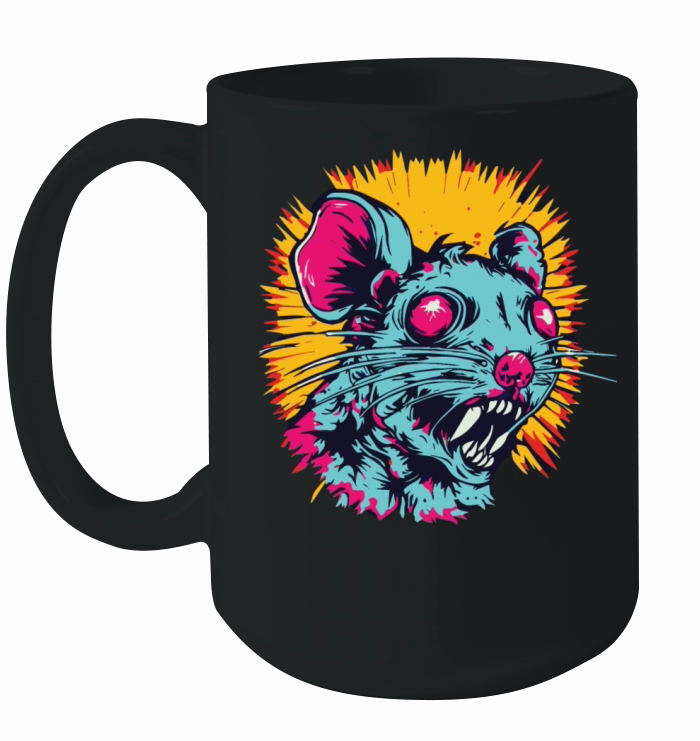 Horror Scary Retro Vintage Zombie Rat Ceramic Mug