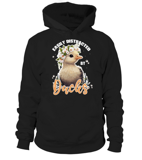 Easily Distracted By Ducks Cute Flower Crown Duckl Hoodie Unisex
