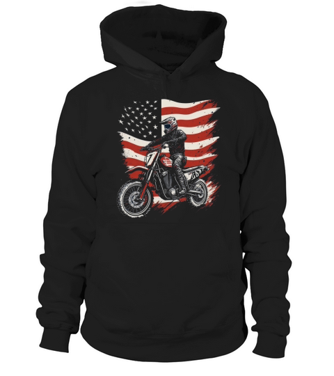 Vintage Bike Motocross American Flag Patriotic Mot Hoodie Unisex