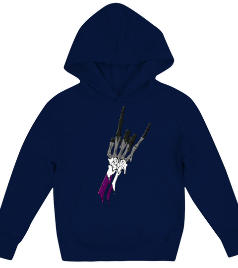 Asexual Pride Ace Flag Devil Horn Skeleton Subtle Kids Hoodie
