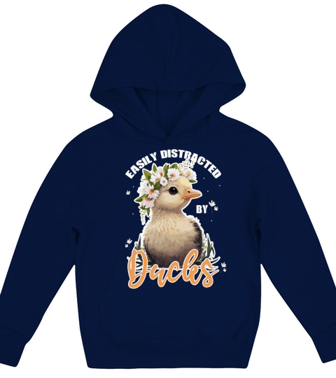 Easily Distracted By Ducks Cute Flower Crown Duckl Kids Hoodie