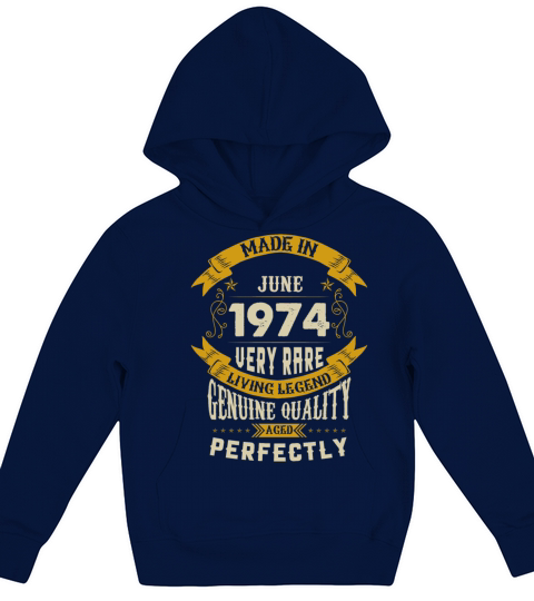 June 1974 Vintage Birthday Present Kids Hoodie