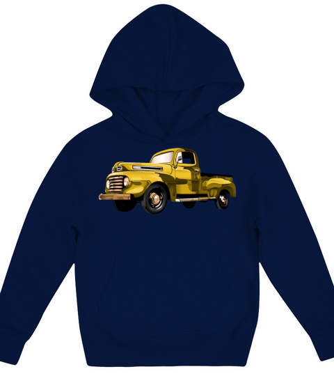 Retro Vintage American Classic Car in yellow Kids Hoodie
