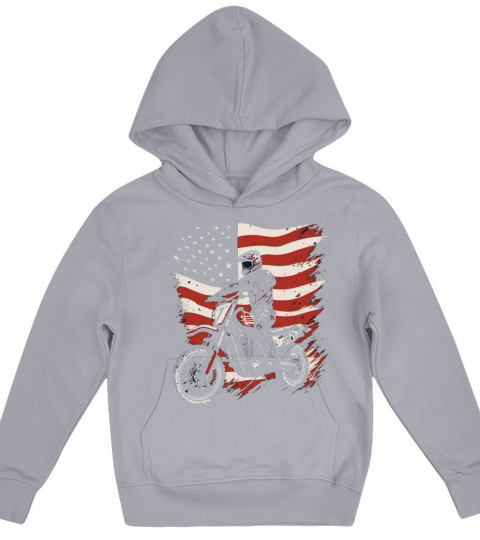 Vintage Bike Motocross American Flag Patriotic Mot Kids Hoodie