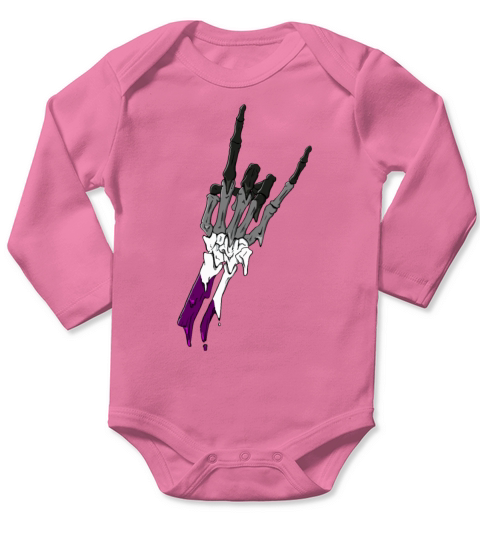 Asexual Pride Ace Flag Devil Horn Skeleton Subtle Long Sleeve Baby One-Piece