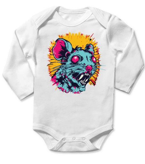 Horror Scary Retro Vintage Zombie Rat Long Sleeve Baby One-Piece
