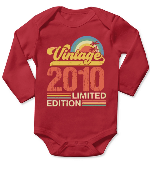 Retro Vintage 2010 Limited Edition Long Sleeve Baby One-Piece