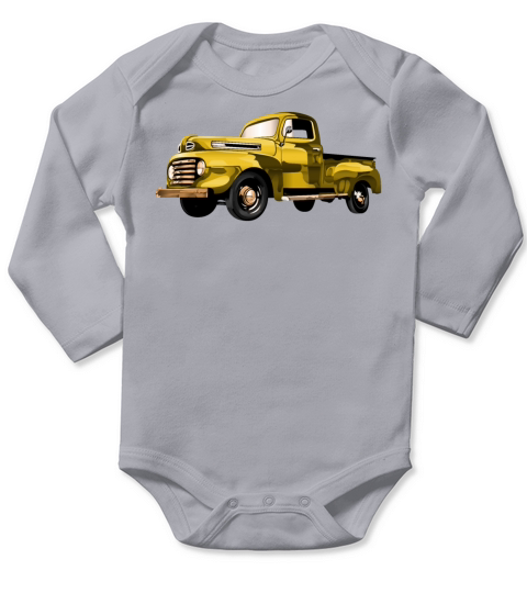 Retro Vintage American Classic Car in yellow Long Sleeve Baby One-Piece
