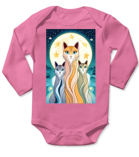 triple thurston moon cats Long Sleeve Baby One-Piece