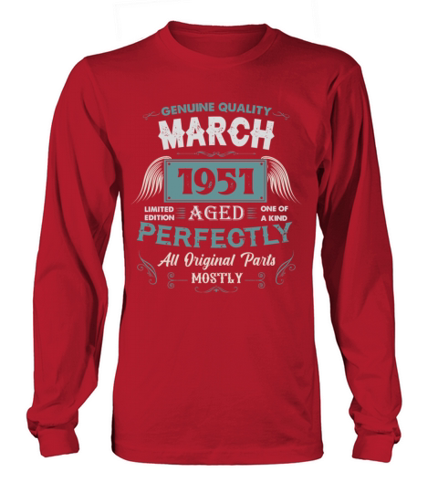 March 1951 Vintage Birthday Present Long sleeved Unisex