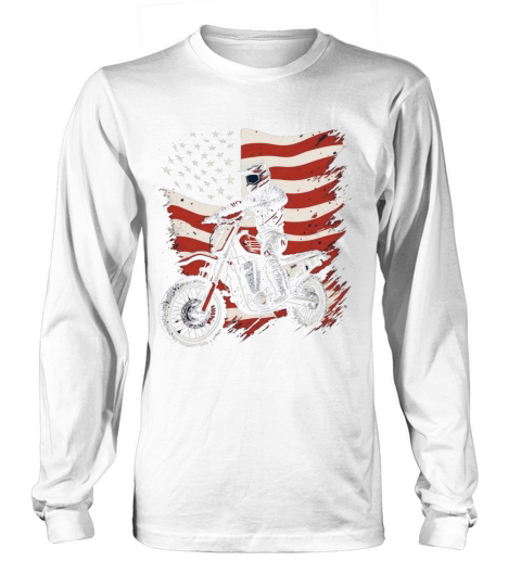 Vintage Bike Motocross American Flag Patriotic Mot Long sleeved Unisex